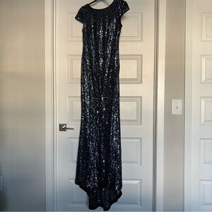 Calvin Klein Womens Gown Dress Blue Size 2 Sequin Surplice Holiday 2026-3b4